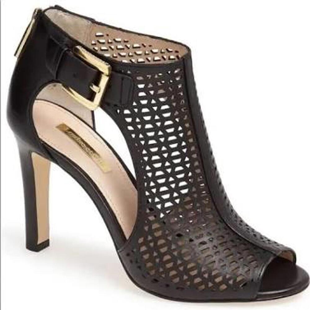 Louise et Cie Olivia Leather Perforated Peep Toe Heels 9.5